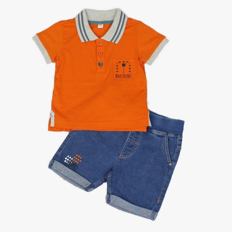 Baby Boy Safari Polo Shirt & Short Outfit - Bella Donna Boutique